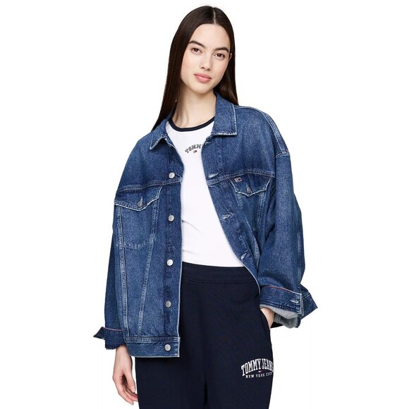 Tommy Jeans Women's Daisy Back Colorblock Flag Oversized Denim Jean Jacket NWT - Picture 5 of 5